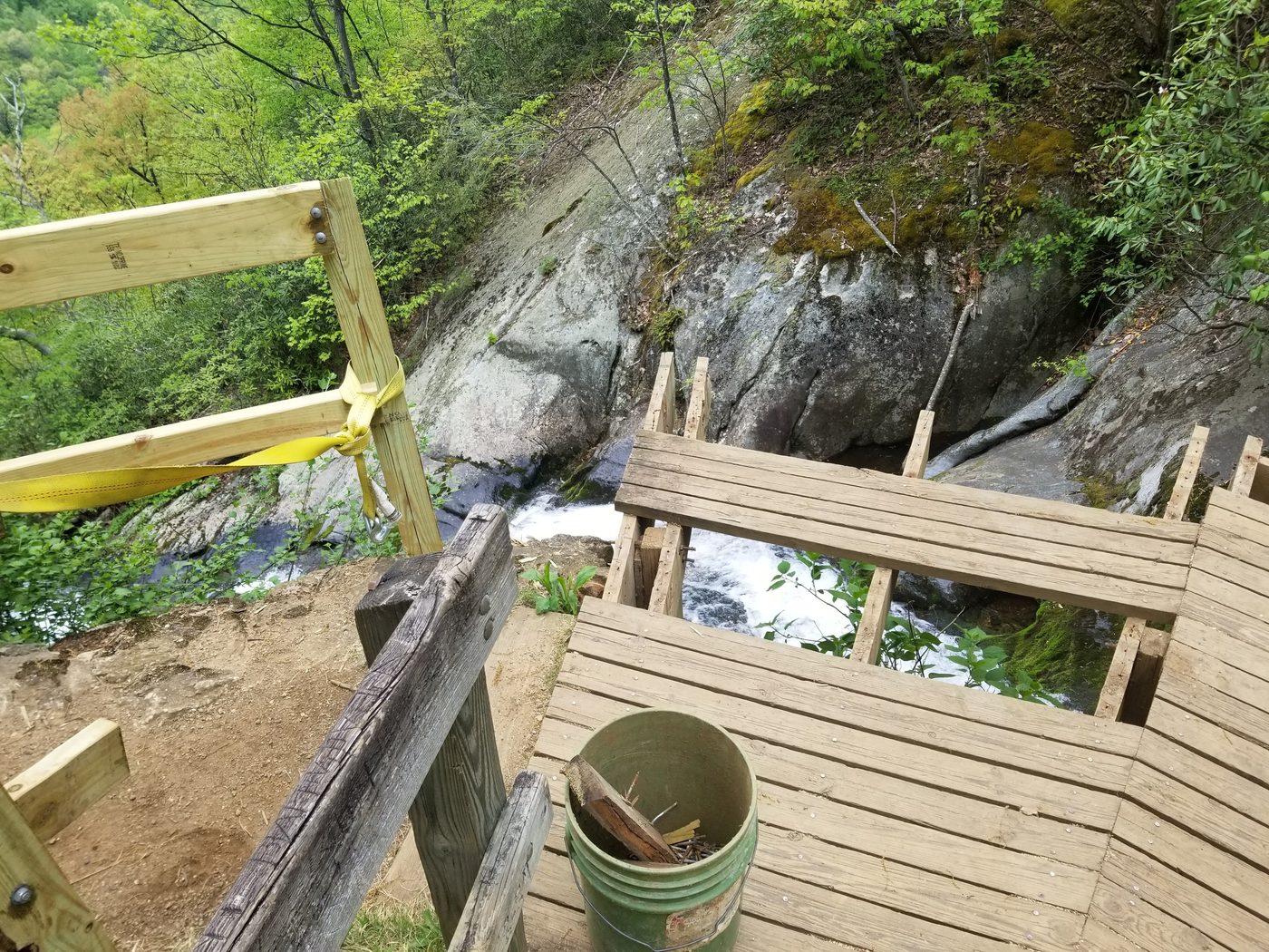 Crabtree Falls cantilevered deck under construction