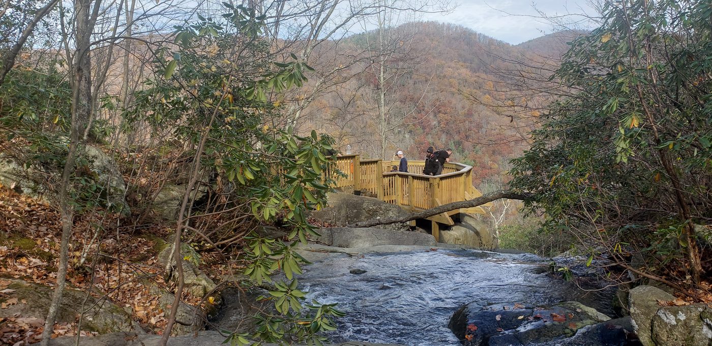 Crabtree Falls finished deck and bridge in fall